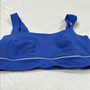 Blue Sports Bra with White Trim